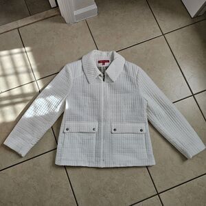 Anne Klein women's white quilted jacket Size XL Zip up Polyester lining